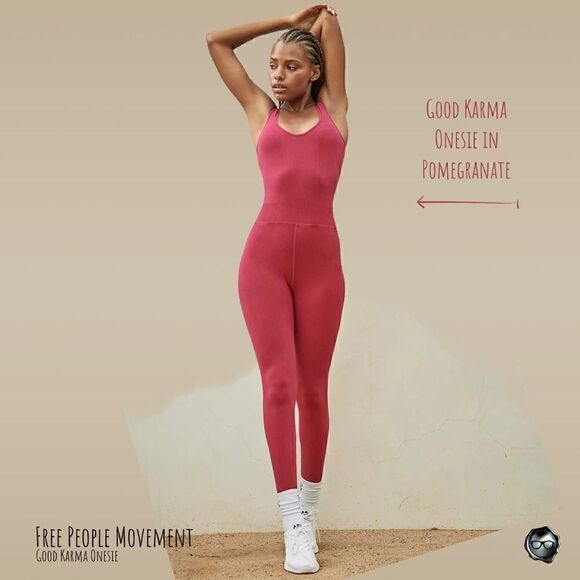 FP MOVEMENT GOOD KARMA ONESIE IN POMEGRANATE PINK FULL LENGTH ONE PIECE XS/S M/L - Picture 12 of 12